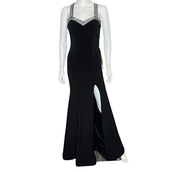 SAY YES Juniors' Beaded Sweetheart-Neck Racerback Gown Sz 5/6 - Picture 2 of 11